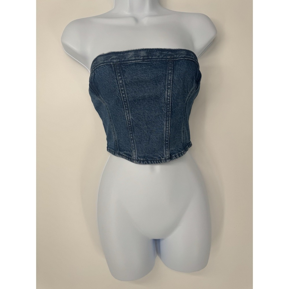 Gap Denim Tube Top 2000s Britney Spears Y2K country western bratz festival S zip - Picture 8 of 8